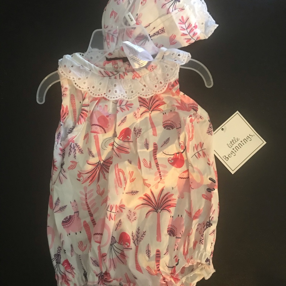 New Little beginnings (6-9mo) romper with hat